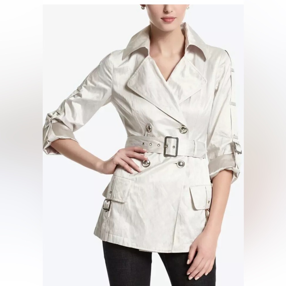 WHBM Pearl Dust Doublebreasted Trench Coat Jacket  -Size XS